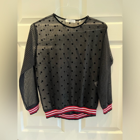 SANDRO black dotted blouse. - Picture 3 of 5